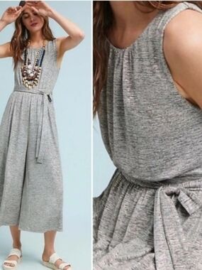 Anthropologie Meadow Rue Alchemost Jumpsuit, Metallic Silver, Xs